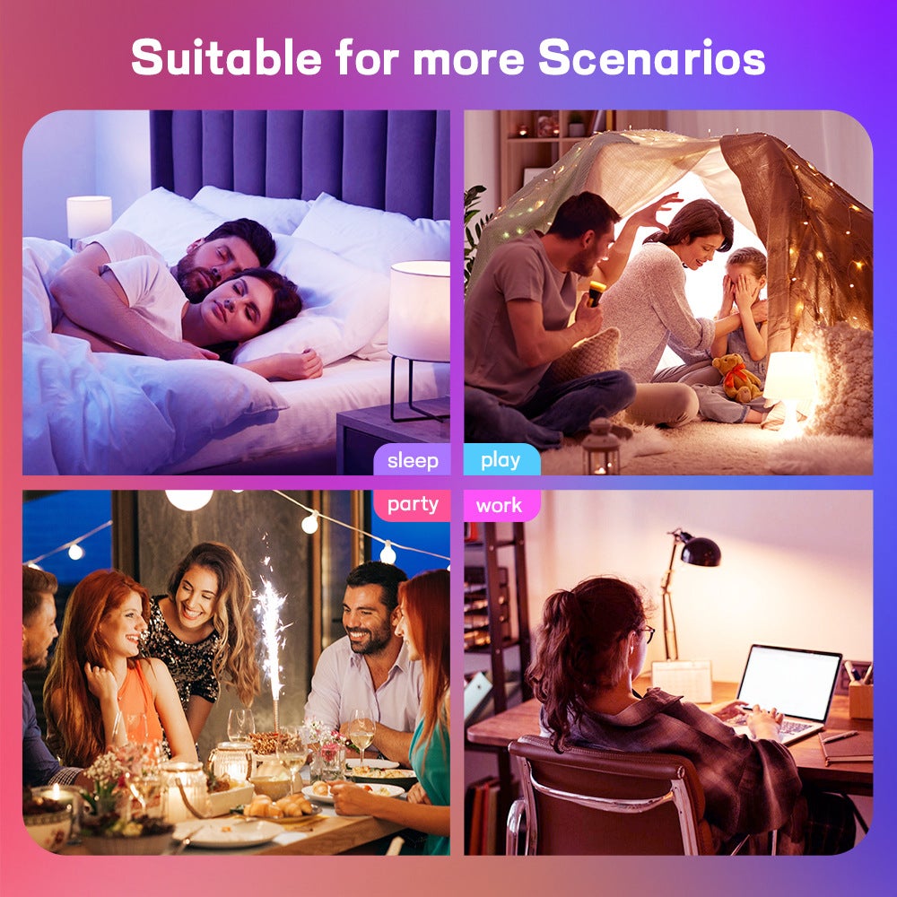 Ampoules LED intelligentes WiFi Bluetooth à intensité et couleur réglables, avec minuterie et télécommande, 10 W (lot de 4) - 3