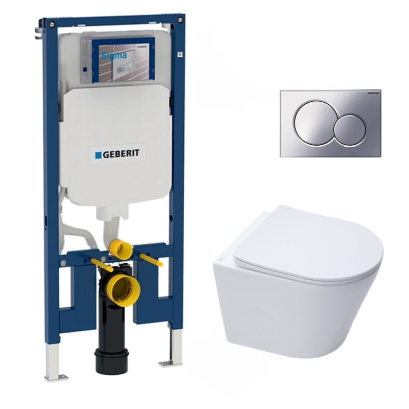 Pack WC Bati-support Geberit UP720 extra-plat + WC SAT Infinitio sans ...