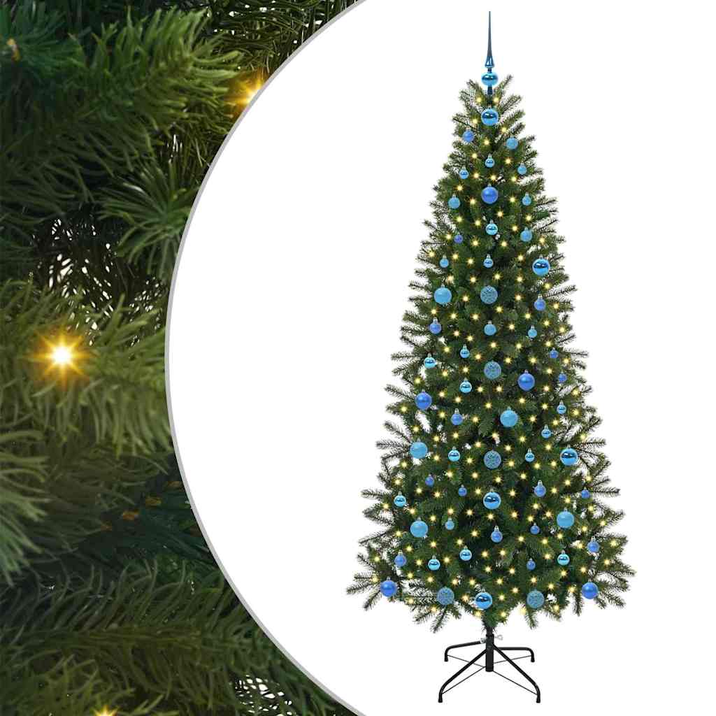 Sztuczna choinka z 300 diodami LED Zielony 210 cm PE i PVC