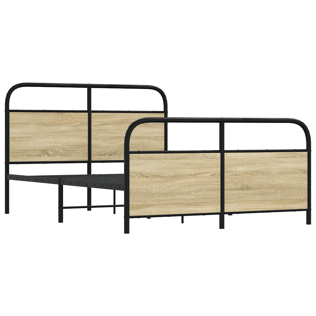 Cama casal | Cama de adulto | Estrutura de cama sem colchão 140x200 cm metal carvalho sonoma CFW286830 - 3