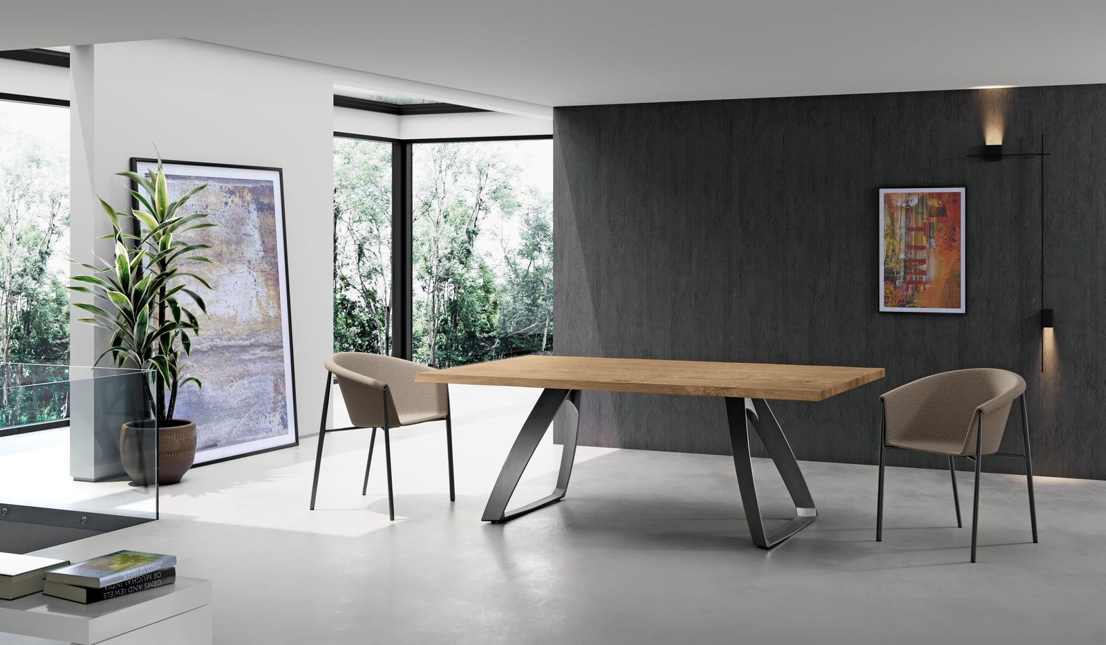 Bridge - Stół stały (160 x 90 cm) w okleinie z czarnego dębu