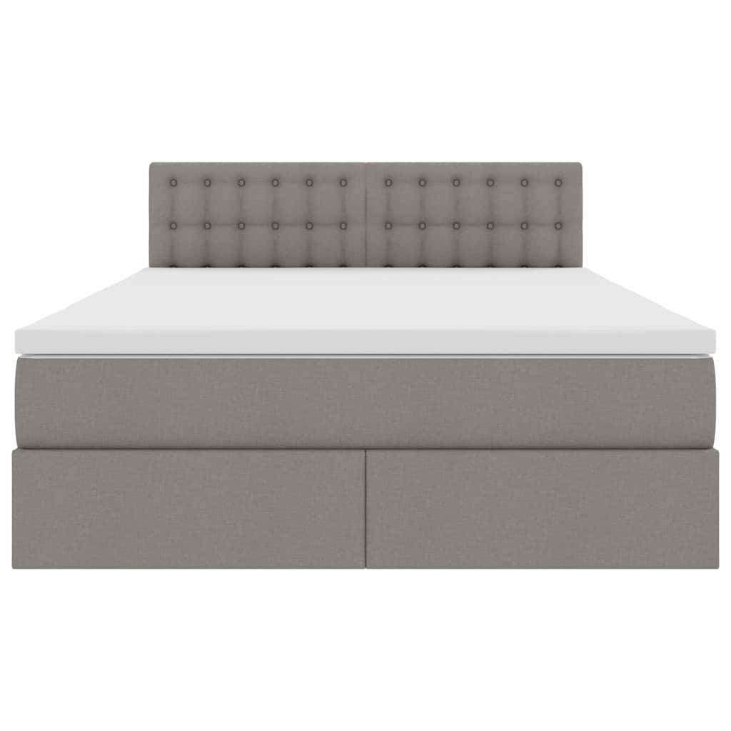Lit avec rangement et matelas taupe 140 x 200 cm velours - 7