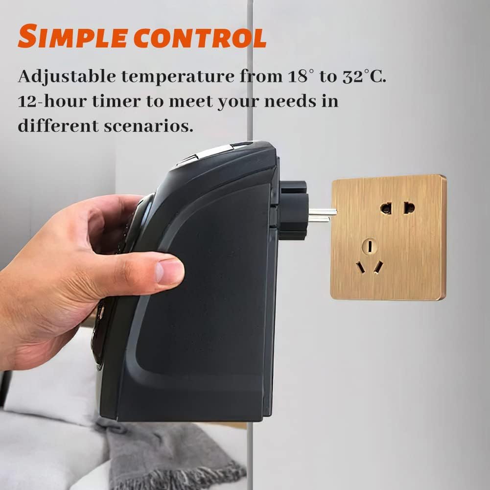Miniaturowy ceramiczny termowentylator 500 W, cichy termowentylator, do łazienki i sypialni, biały - 6