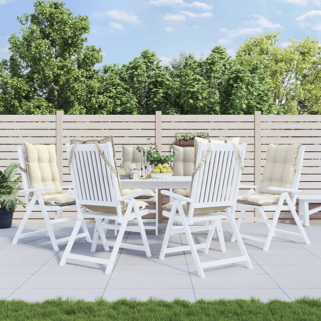 Poduszki na krzesła z wysokim oparciem, 6 szt., kremowe, Oxford vidaXL