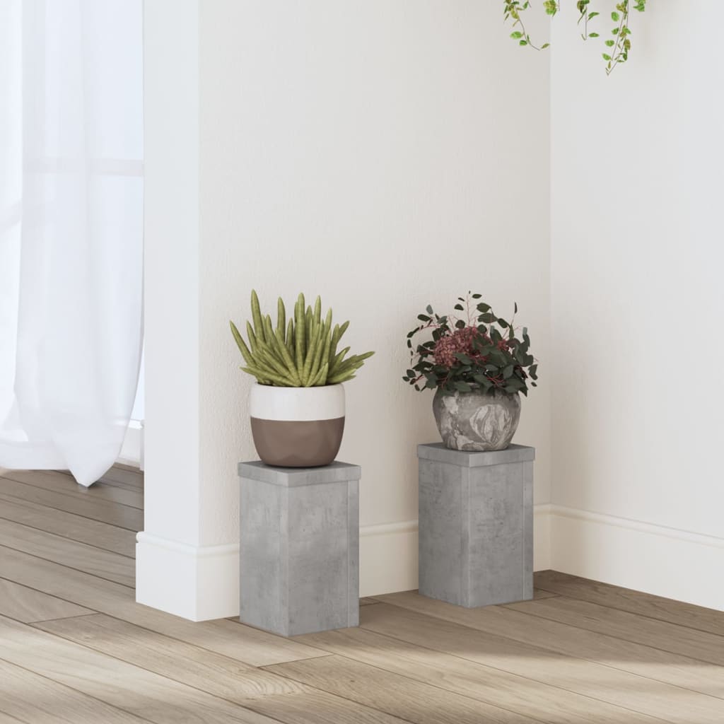 Supports pour plantes 2 pcs gris béton bois d'ingénierie - 2