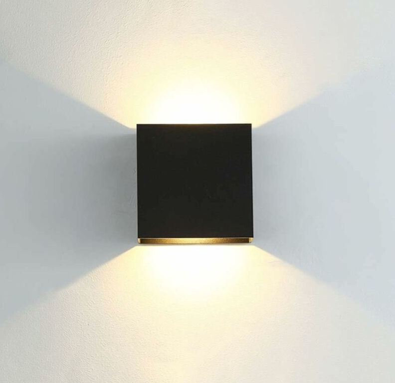 sztuka nowoczesna aluminiowa lampa ścienna LED kwadratowa czarna lampa ścienna 10 x 10 x 5 cm do wewnątrz lub na zewnątrz salonu, sypialni, korytarza, - 2