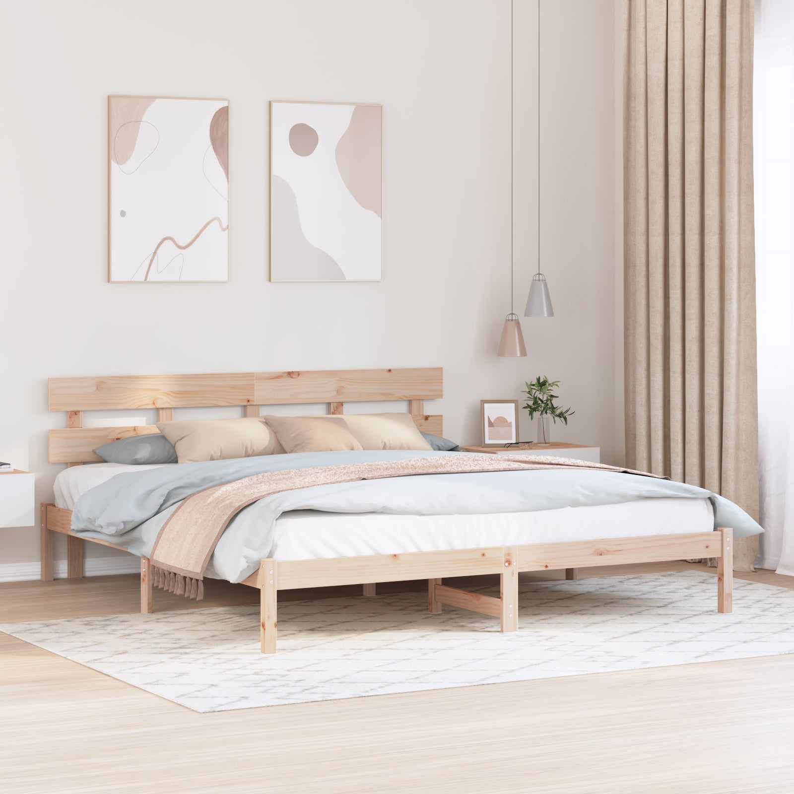 Ramka łóżka Brązowy 180 x 200 cm Lite drewno sosnowe vidaXL