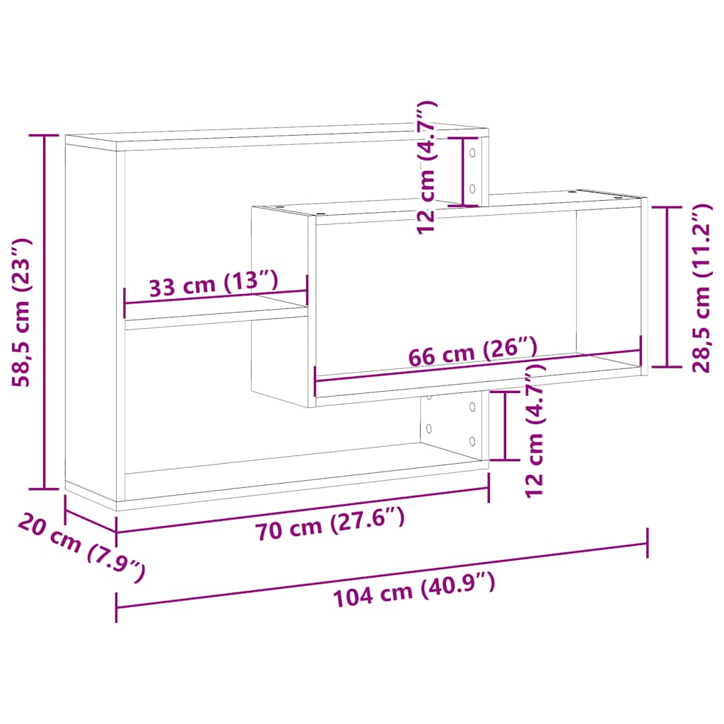 Étagère murale chêne artisanal 104x20x58,5 cm bois d'ingénierie- COMFORTXL - 9