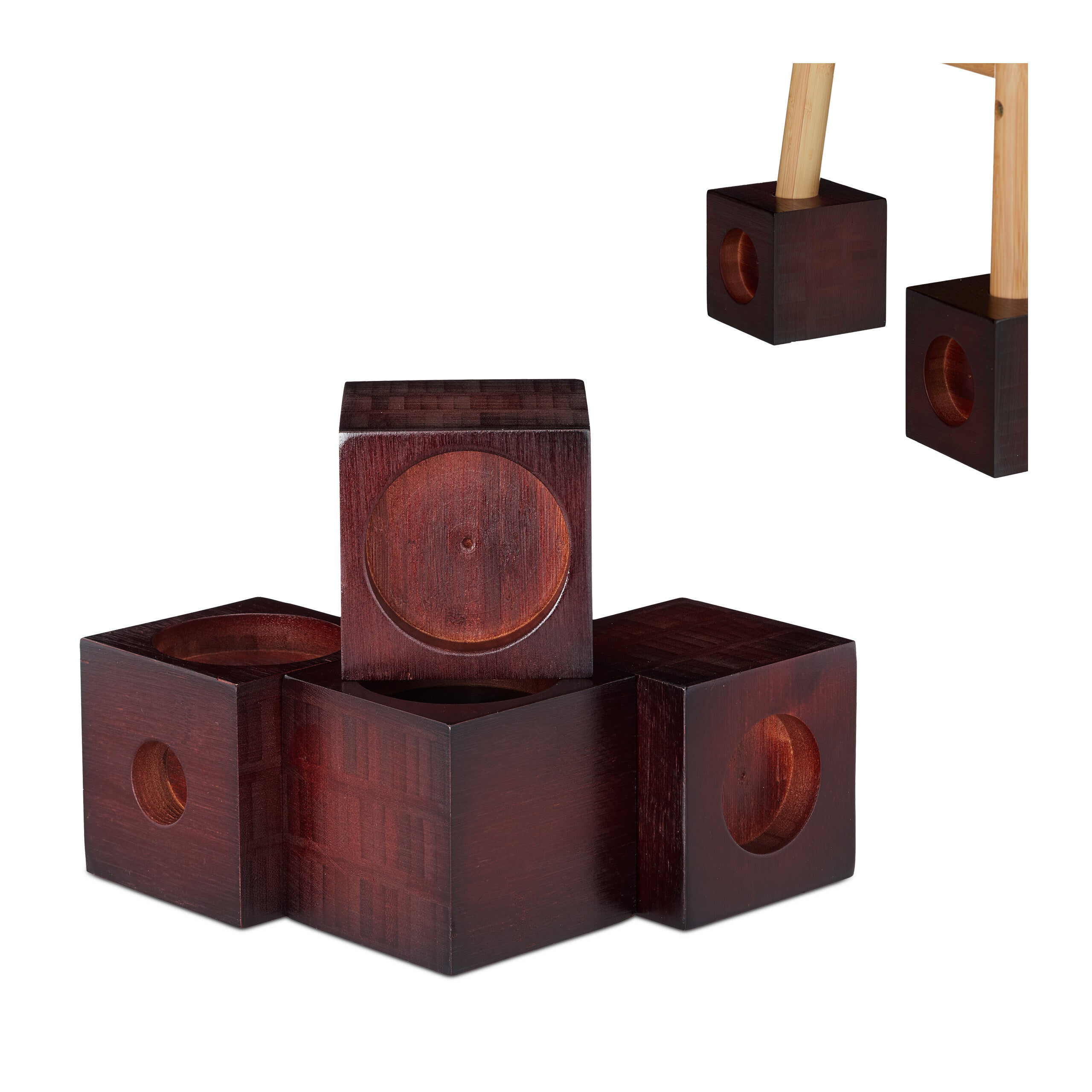MXMZHXU Rialzo per mobili, 10,16 cm, a forma di L, supporto resistente fino a 6000 kg, per letto, divani, tavoli, divani, scrivanie (marrone scuro, 4 pezzi