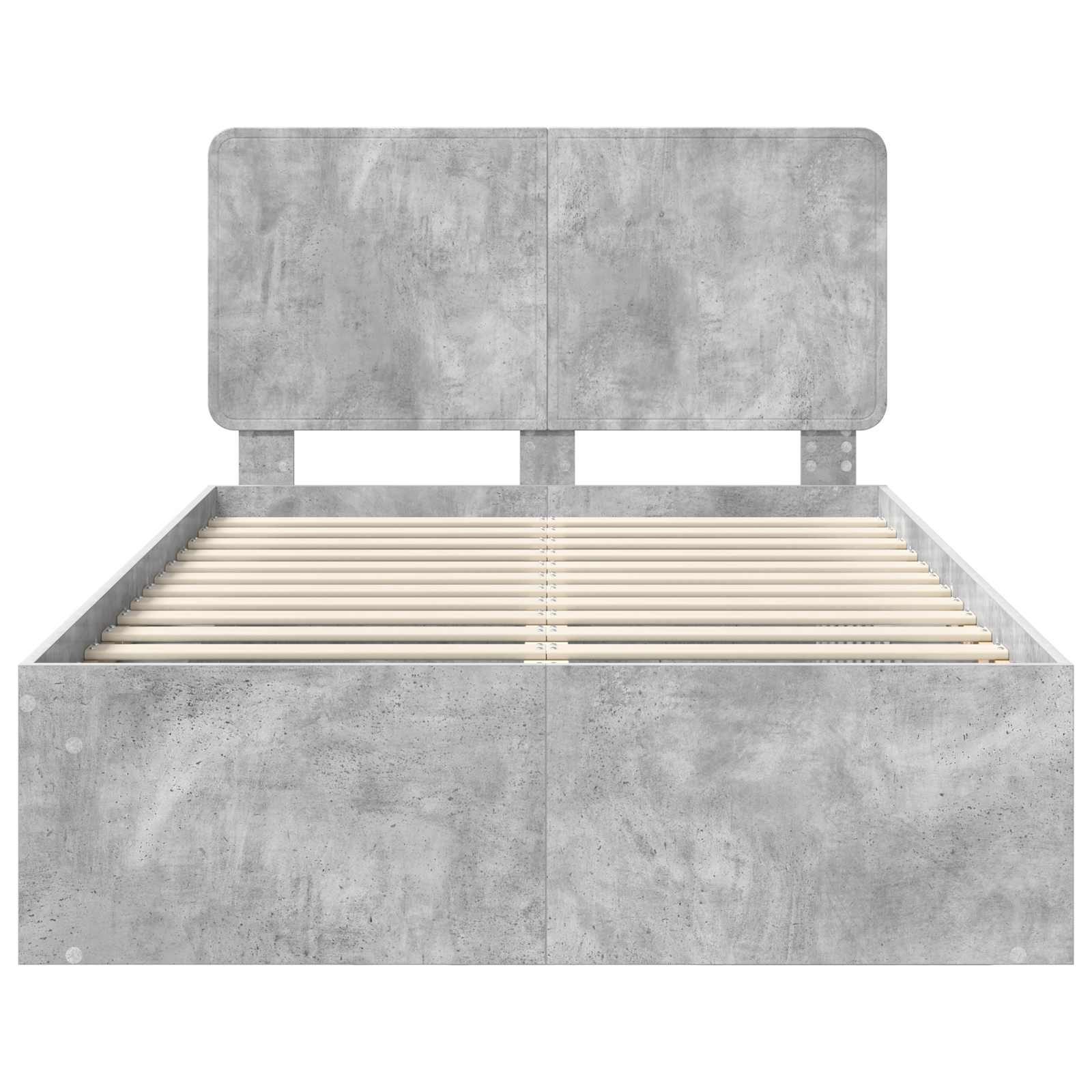 Cadre de lit gris béton en bois de pin massif pour la chambre, 135 × 190 cm - 7