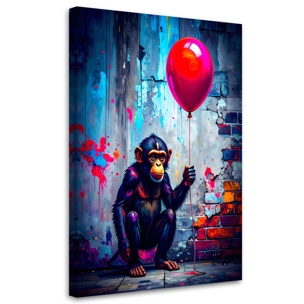 Obraz młodzieżowy, Małpa z balonikiem Graffiti Street Art 70x100
