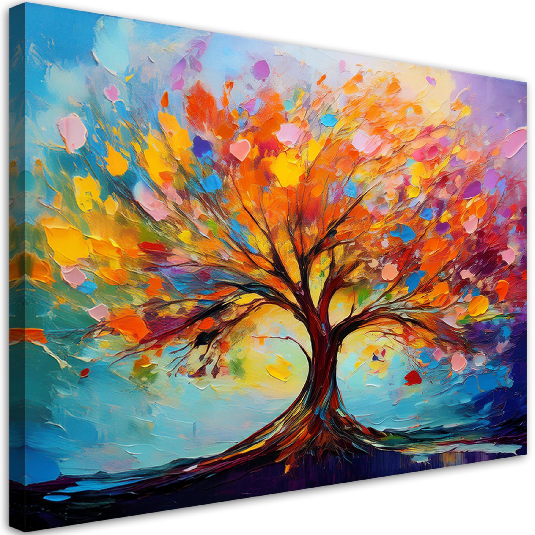 Obraz na płótnie, Kolorowe Drzewo Miłosci Natura 120x80