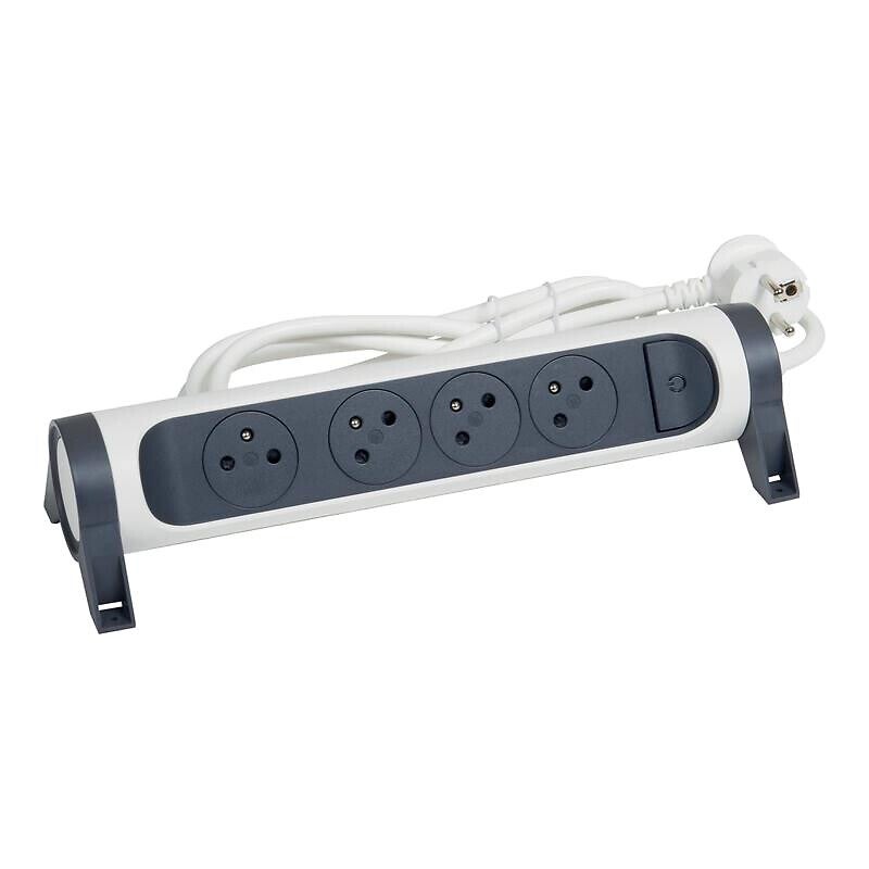 Rallonge multiprise rotative 6 prises - Blanc et Gris foncé - Legrand - 4