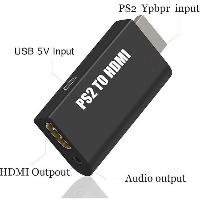 Adaptateur De Convertisseur Ps2 À HDMI - Convertisseur Vidéo Ps2 En Convertisseur Hdmi - Sortie Audio Avec Écran Hdtv De 3,5 Mm Hdmi Supporte Mode Ps2 - 2