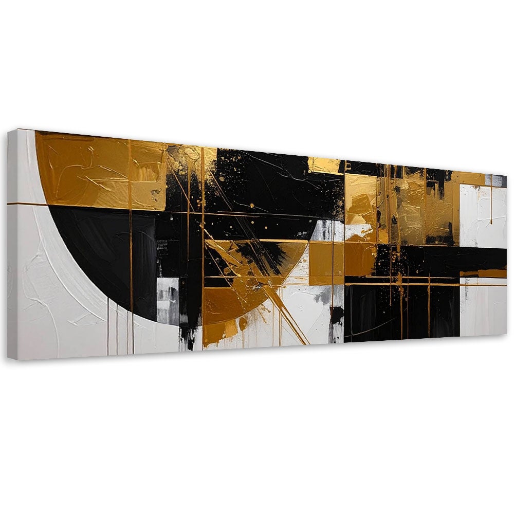 Obraz do salonu sypialni biura, Geometryczna abstrakcja złote akcenty 120x40