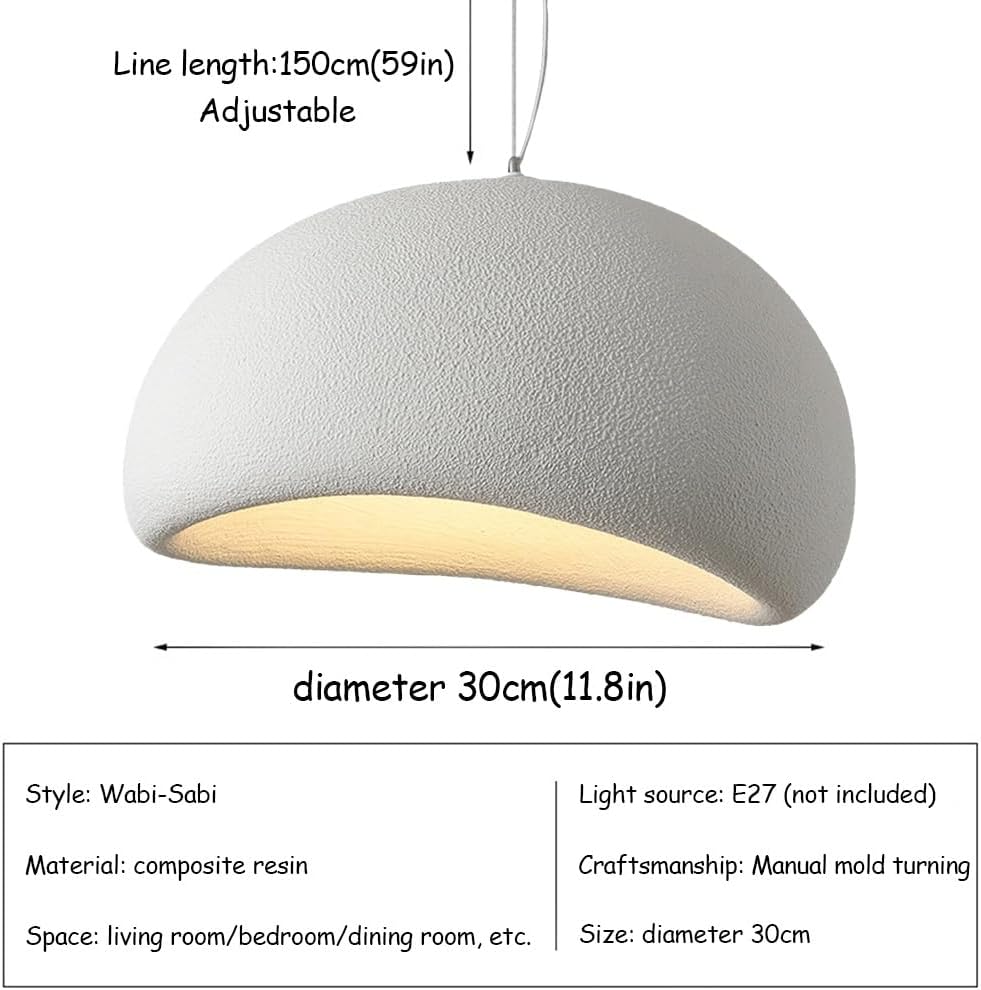Lampe Suspendue Moderne pour Salle à Manger, Cuisine, Couloir, Restaurant Lampe Suspendue E27 Base Japonaise Wabi-Sabi Style(Blanc,30cm) - 3