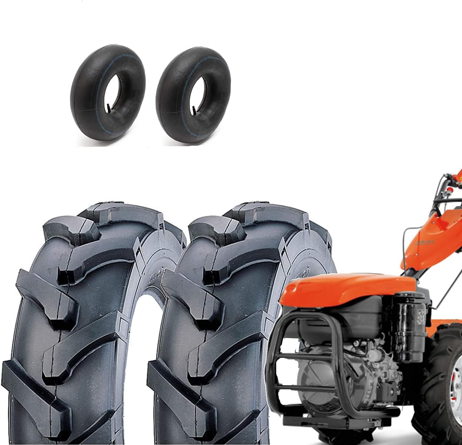 Kit 2 Pneus + Chambres à Air SECURA 15x6.00-6 - Pour Tondeuses Autoportées - Valve Courbée