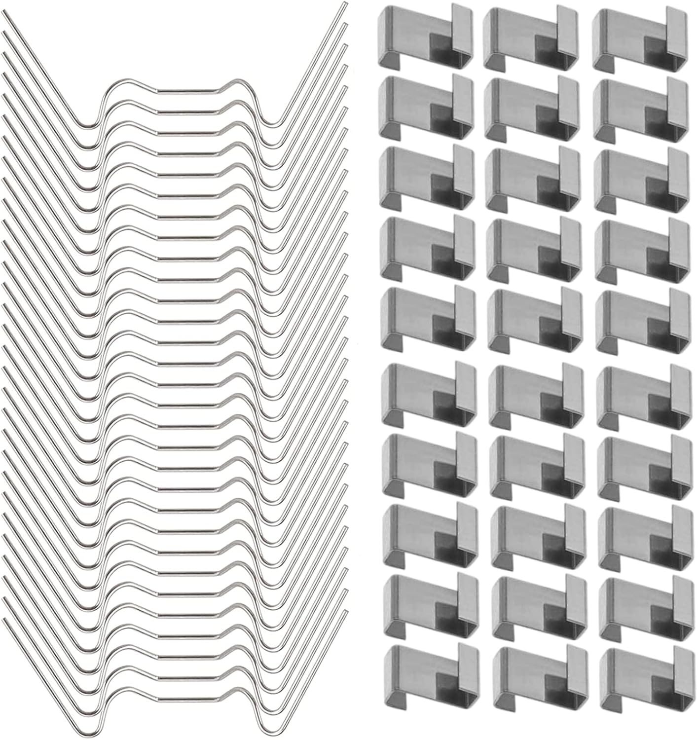 100 szt. klipsów mocujących do okien szklanych - drut 50 W i 50 zakładek ze stali nierdzewnej