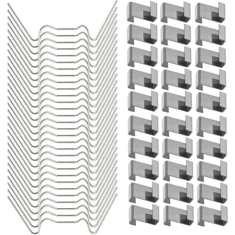 100 szt. klipsów mocujących do okien szklanych - drut 50 W i 50 zakładek ze stali nierdzewnej