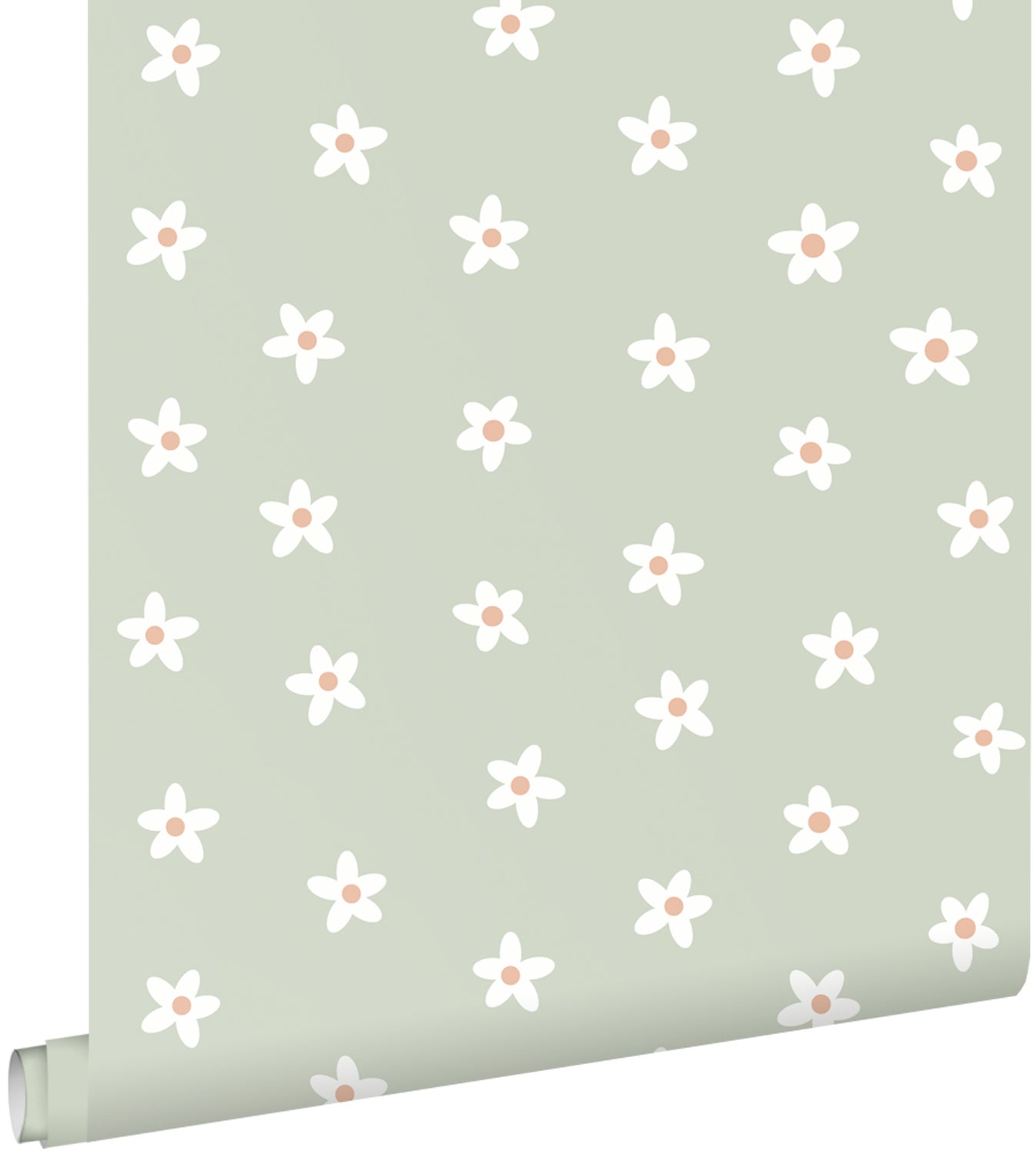 Tapeta stokrotki zielonym - 53 cm x 10.05 m - ESTAHOME