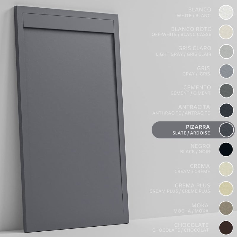 SOULHOME Brodzik prysznicowy– Żywica– Gel Coat– Gładka/Kamienna tekstura – Antypoślizgowy – łupkowy- 160x90- Niski 3cm– Minimalistyczny