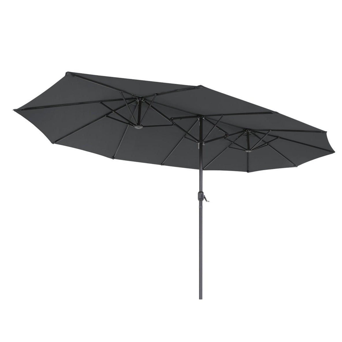 Parasol Double De Jardin 400x200 Cm - Parasol Extra Large Avec Manivelle, Socle Et Toile Résistante - Brun