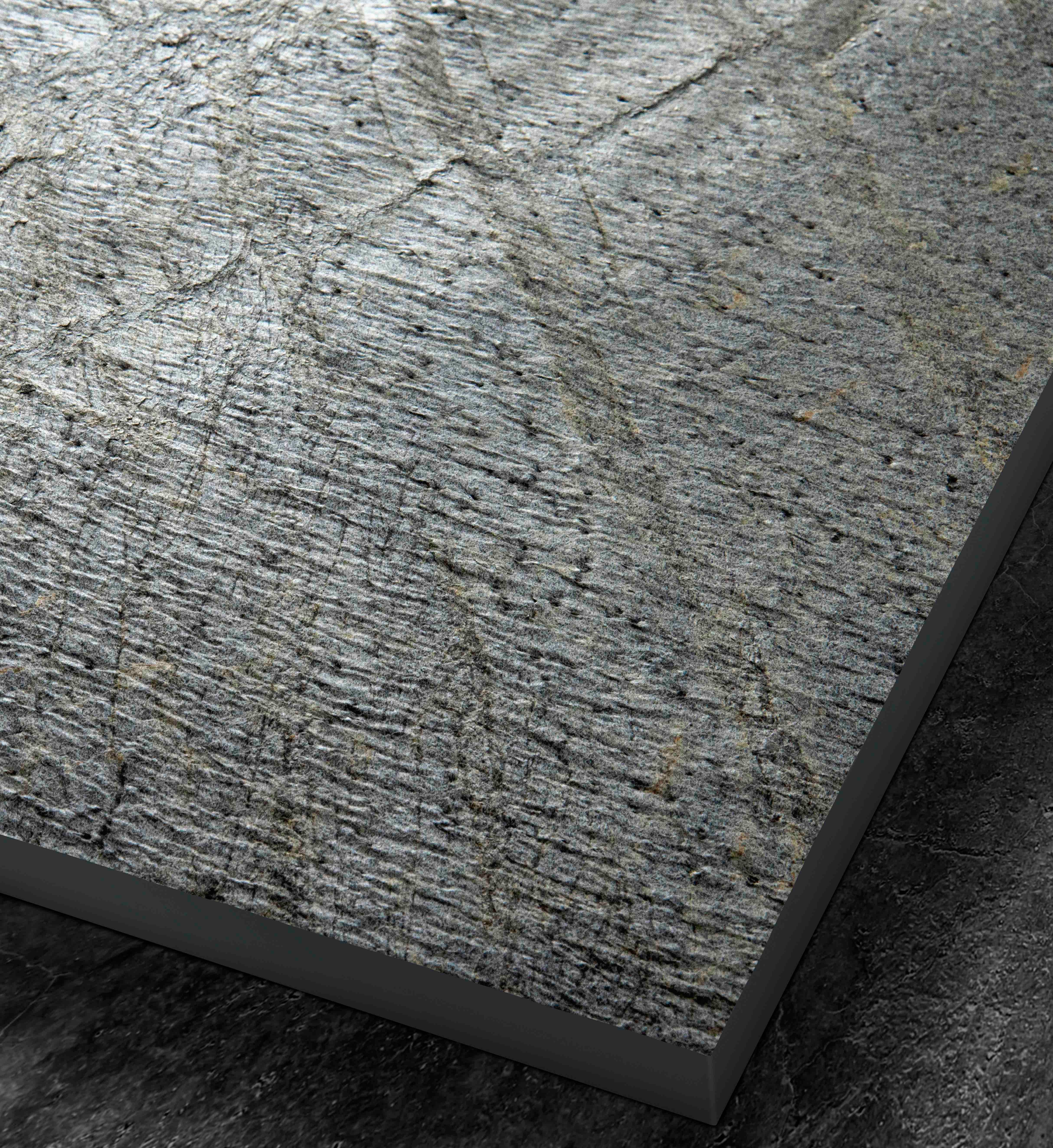 Receveur pierre naturelle ardoise claire 120 x 90 cm - grille carrée acier excentrée - 6