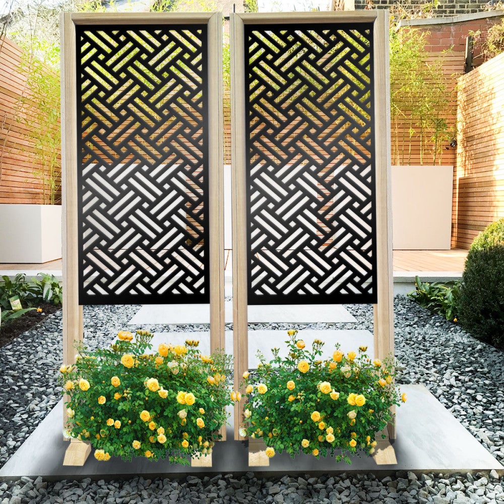 FILOTTO - Separè - Wolnostojący modułowy ekran - 70x190cm - Z drewna i PVC, kolor wewnętrzny CZARNY