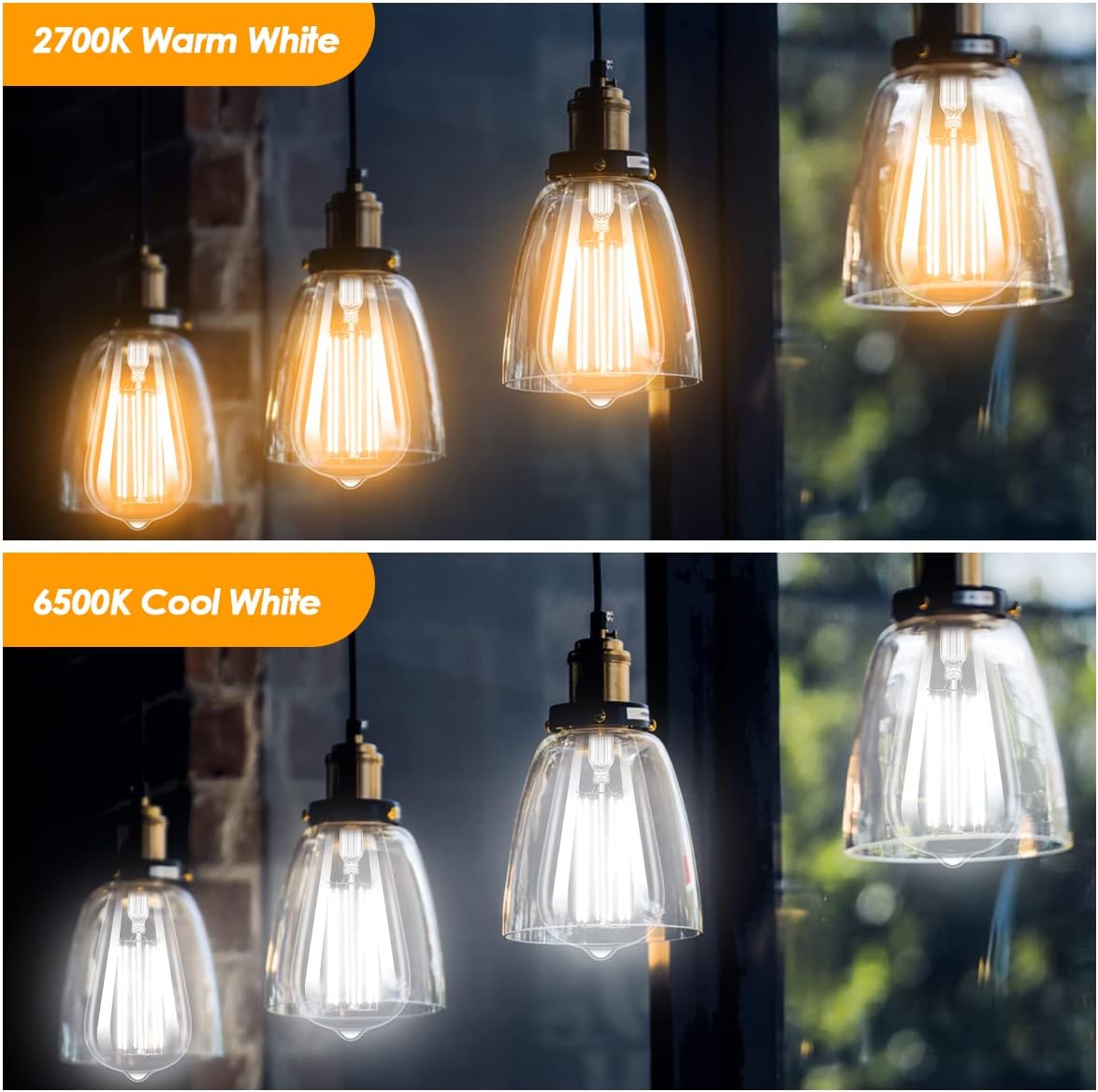 Ampoule LED 8W E27 ST64 - Ampoule vintage Edison, blanc froid 6500K, équivalent 80W, éclairage décoratif, lot de 3 - 5