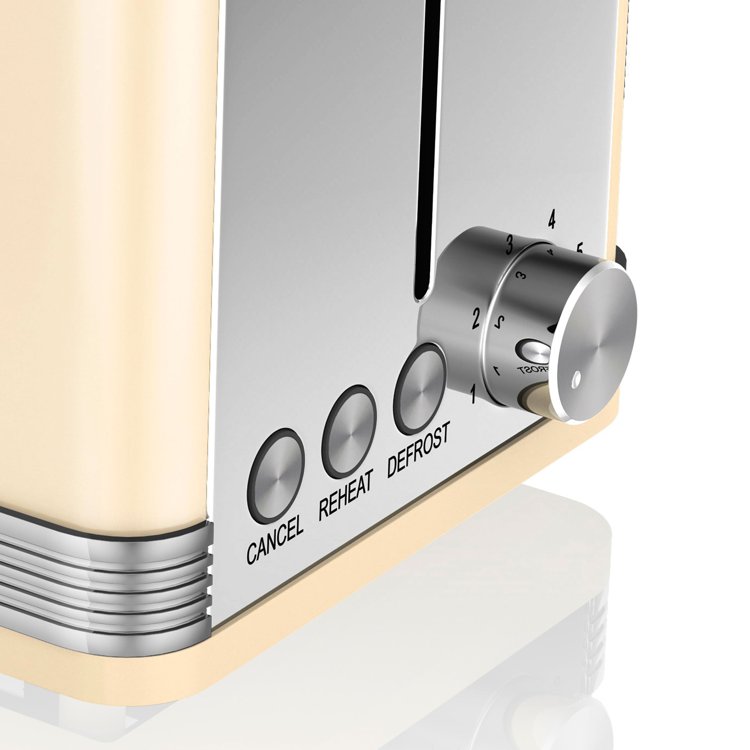 Retro Tostapane a Fessura Larga 2 Fette, 3 Funzioni 6 Livelli Tostatura, Vintage SWAN Crema ST19010CNEU 800 - 3