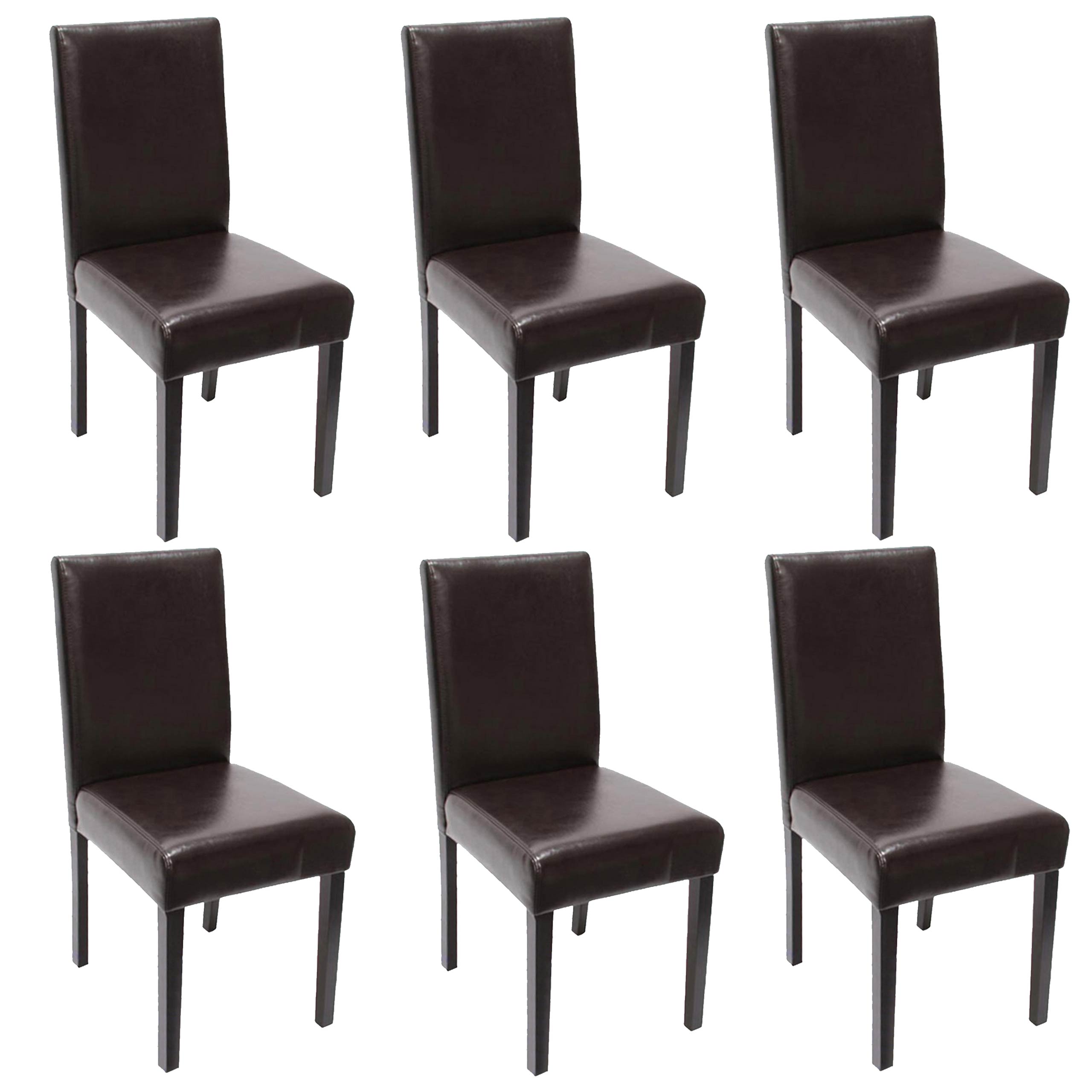 Zestaw 6 krzeseł do jadalni Krzesło kuchenne Littau ~ skóra, brązowe, ciemne nogi