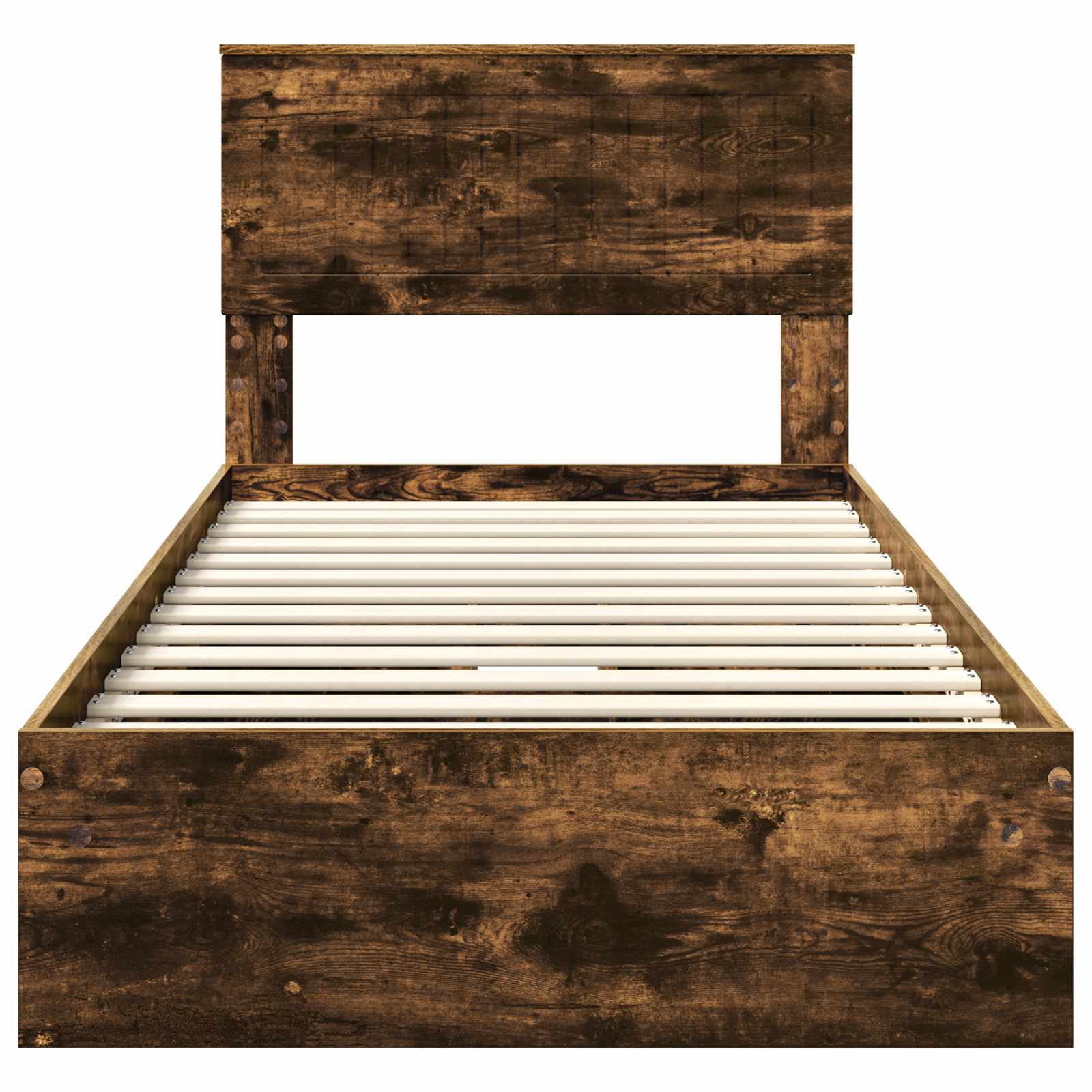 Lit de rangement chêne fumé 90 x 200 cm en panneau de bois - 8