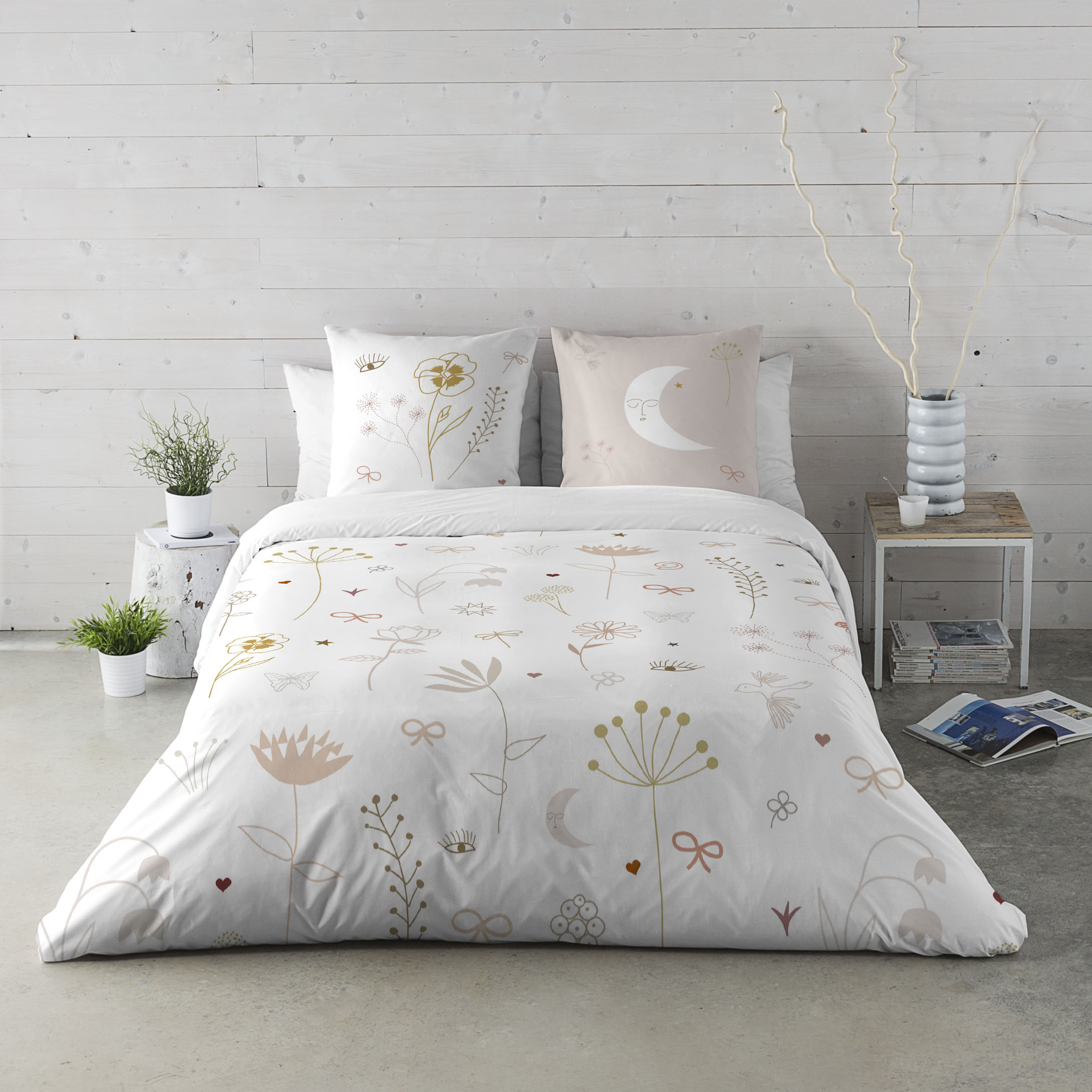 Haciendo el indio - funda nórdica estampada cama 90 - algodón extrasuave - incluye 1 o 2 fundas de almohada - flowers chao