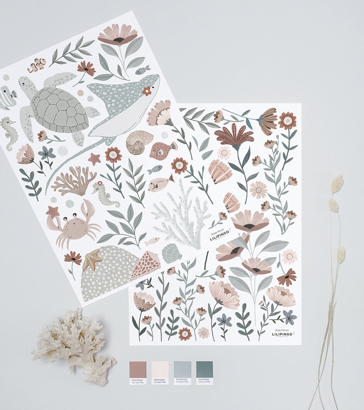 Adesivi murali con fiori dell'oceano 29,7x42 cm, Lilipinso - 3