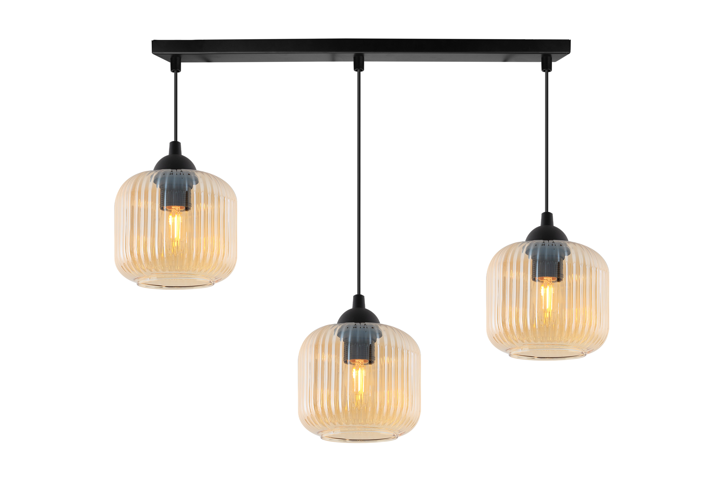 Lampa sufitowa wisząca Riffle loft 3xE27 klosz walec miodowy Light Home LH - 7