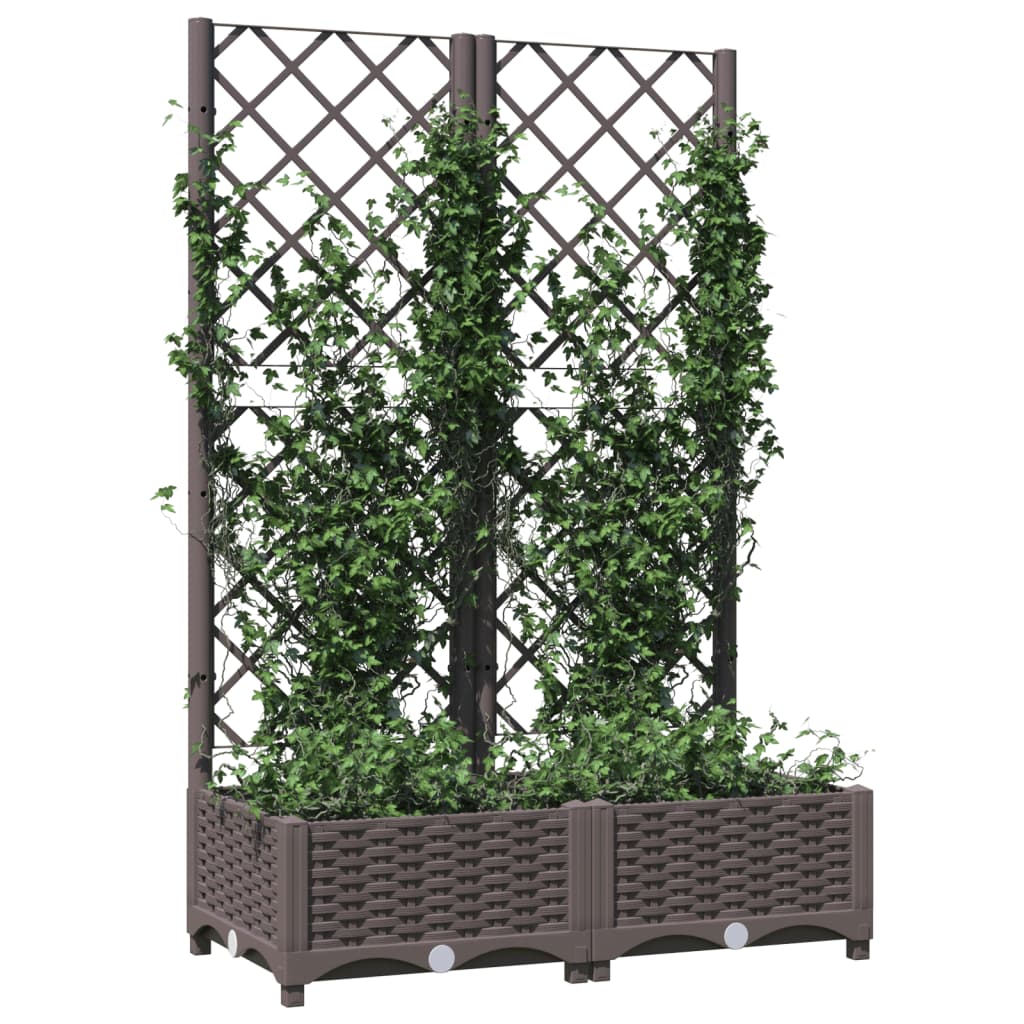 Vaso/floreira jardim c/ treliça 80x40x121,5 cm PP castanho - 3