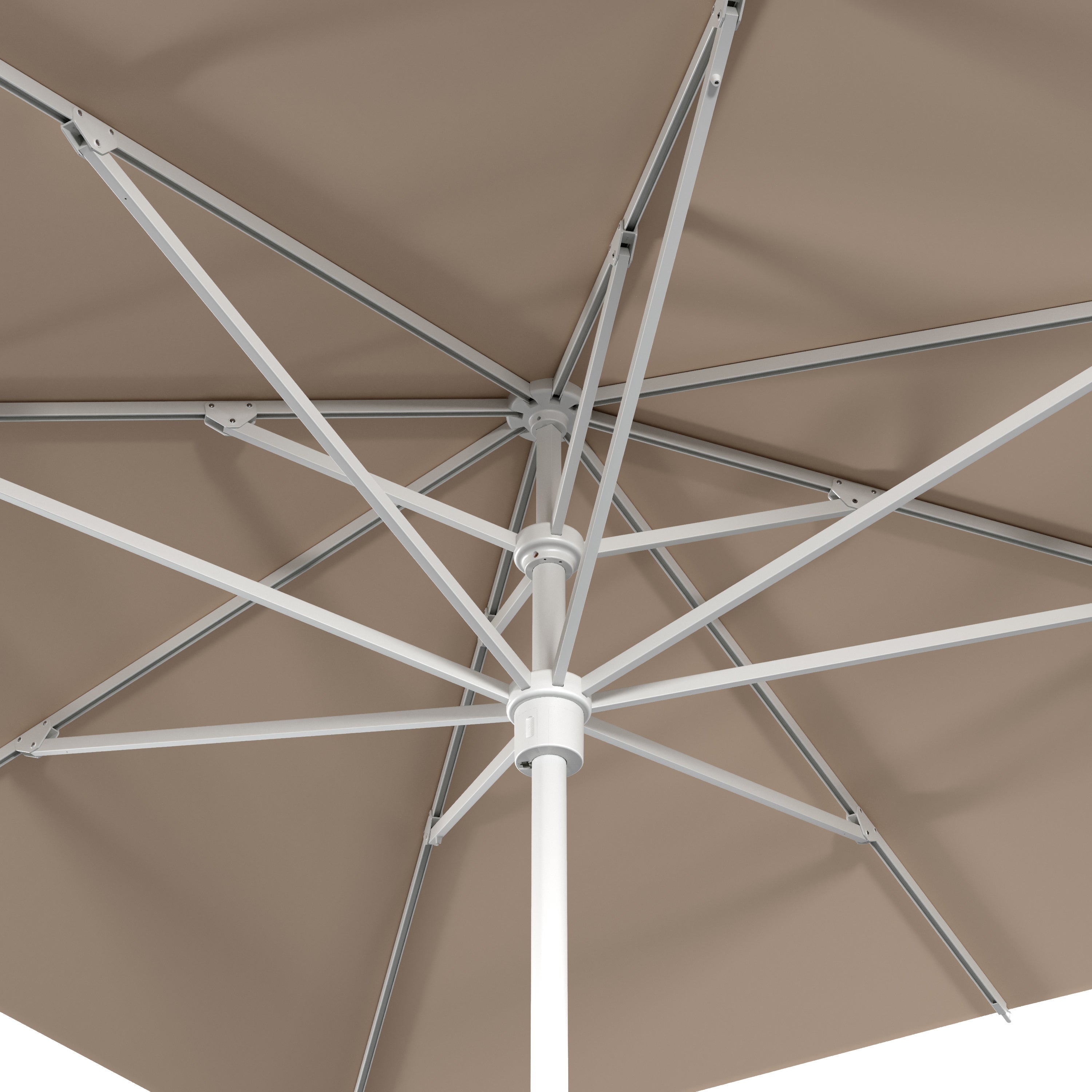 IASO Basics Sintra – Parasol carré 4x4, toile beige, structure blanche - 4