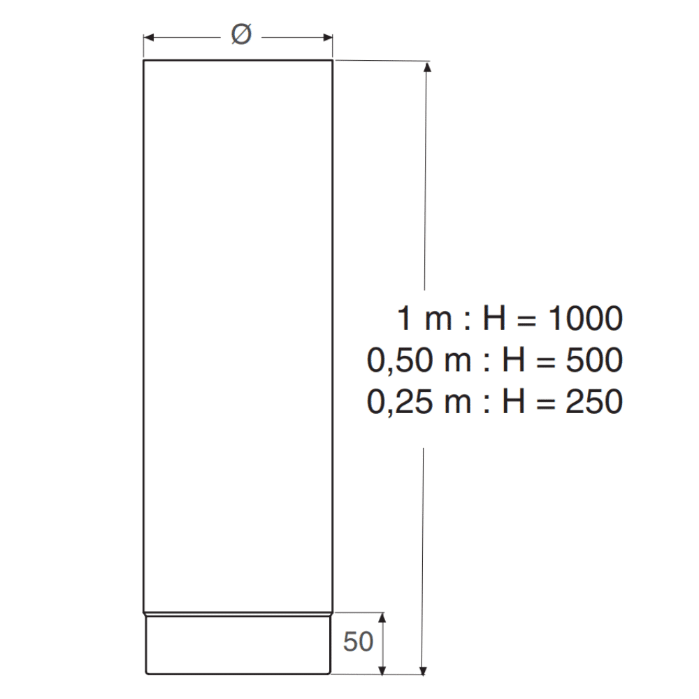 Élément droit 100 cm émaillé noir mat Ø150 Edilinox - 3