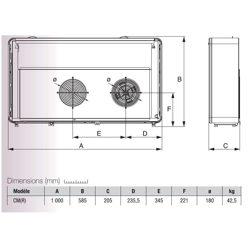 Climatiseur monobloc mural réversible WiFi 3kW - AXELAIR - CMM3000 - 7