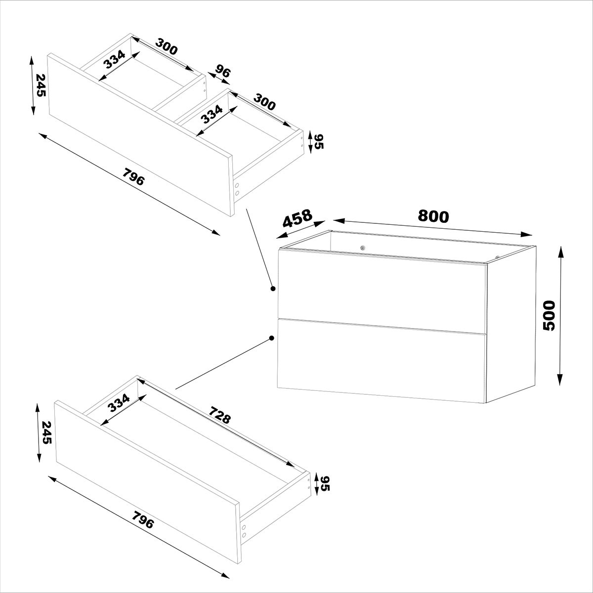 Ensemble meuble simple vasque encastrée 80cm et colonne Astrid Cachemire - 7