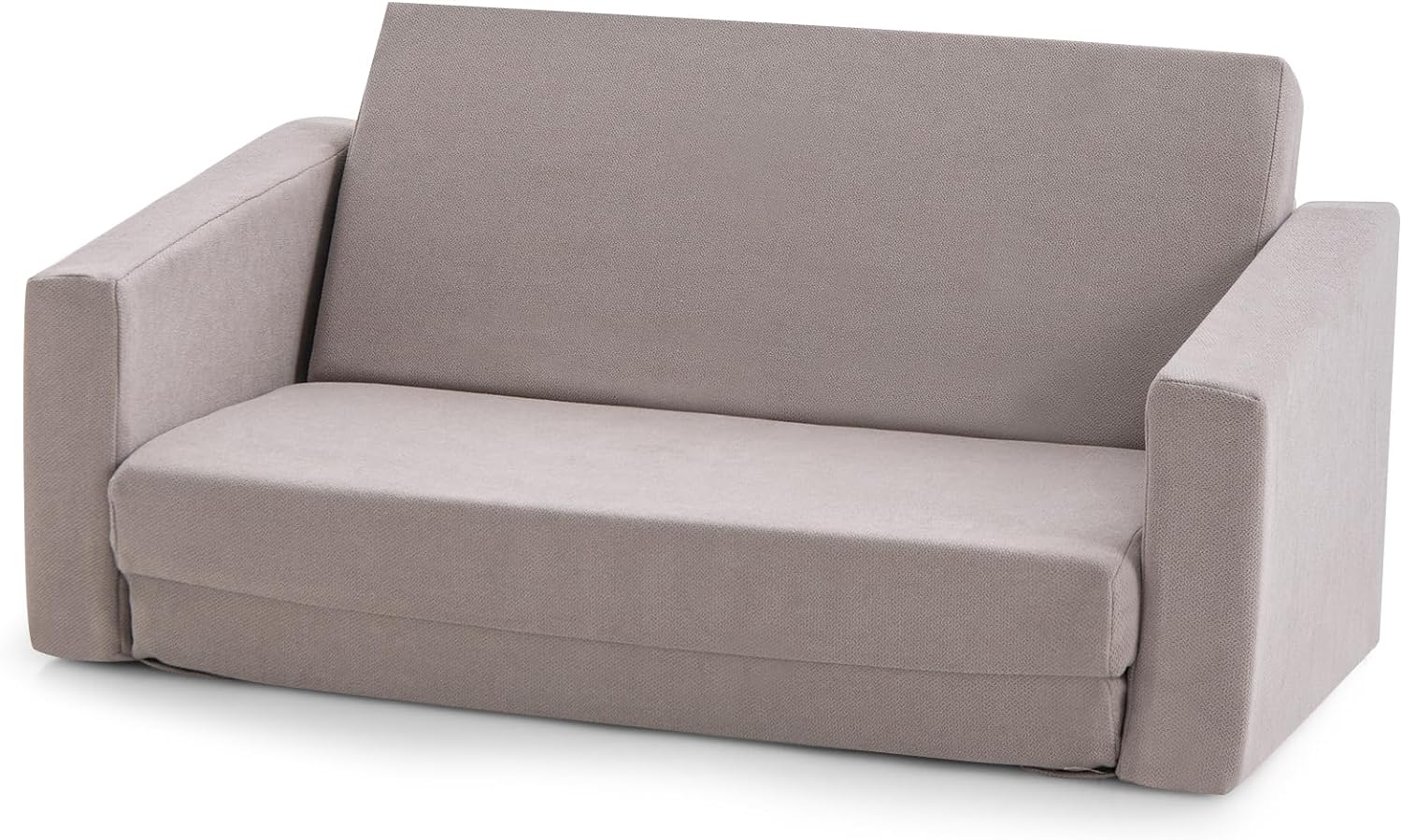 Sofá convertible para niños de 18 a 36 meses, con respaldo y reposabrazos, cama plegable con funda extraíble y espuma de alta resiliencia (gris)