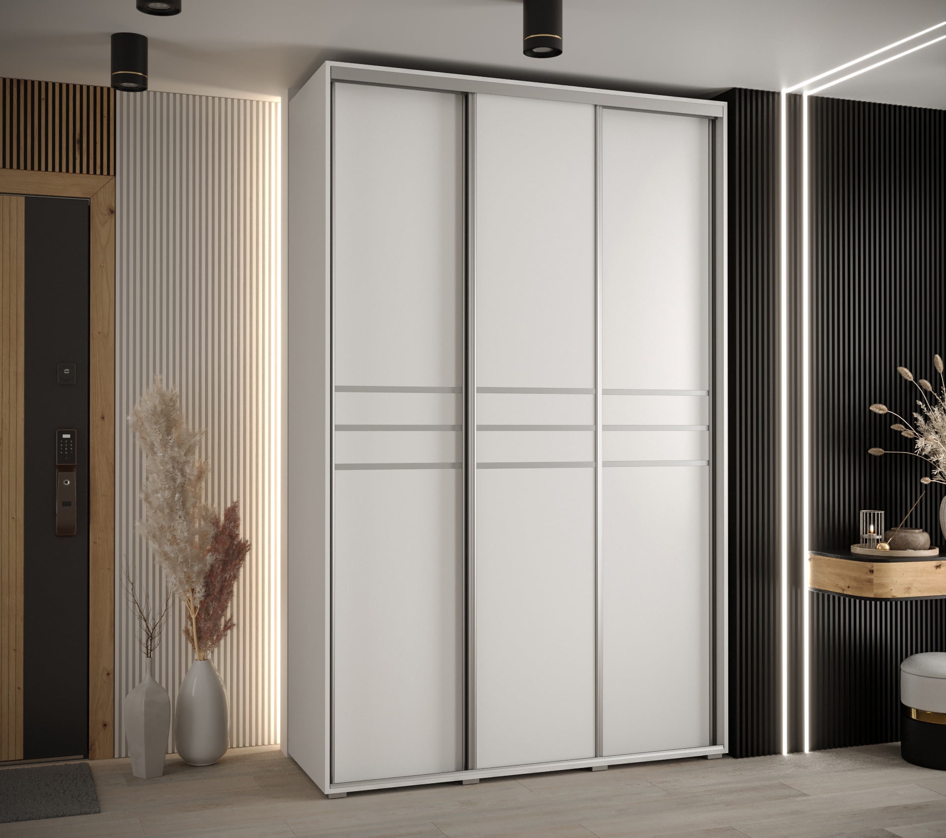 Szafa przesuwna wysoka Davos 10 150 x 60 x 235,2 cm biały + biały + u. srebrny - Abiks Meble - 2