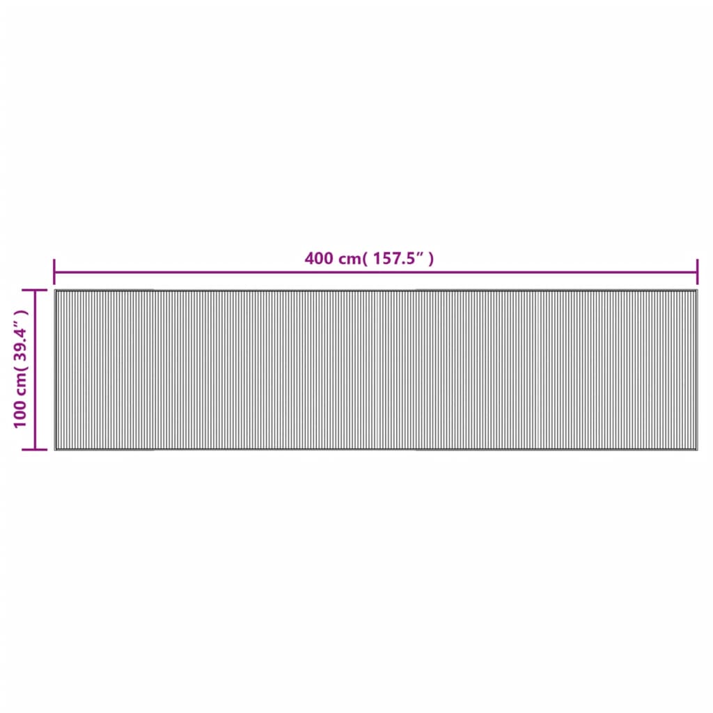 Tapis rectangulaire marron 100x400 bambou - 8
