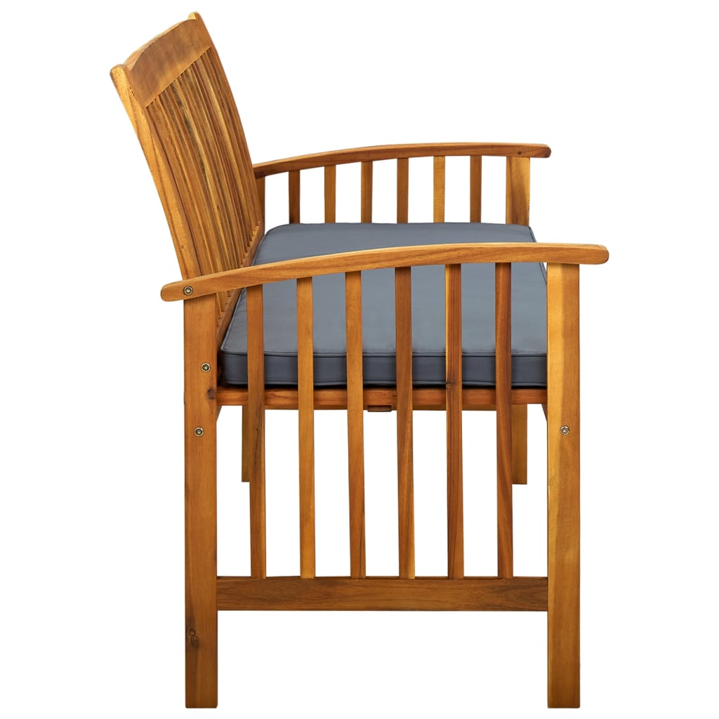 Banc de jardin meuble de patio d'extérieur terrasse avec coussin 147 cm bois d'acacia massif 02_0011430 - 4