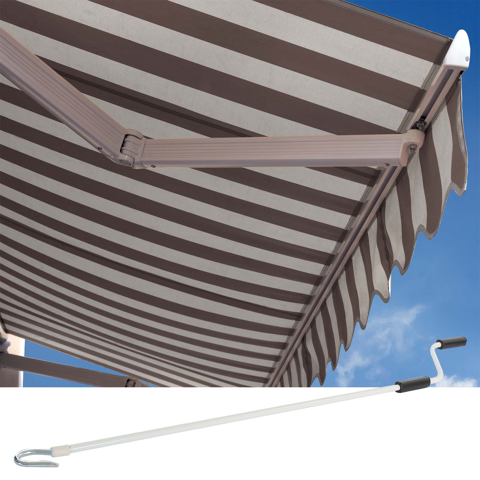 Store banne rétractable manuel – 3 x 2,5 m – Anthracite blanc – Montage mural – Marquise solaire Auvent Pare-soleil pour terrasse et Toboli - 4