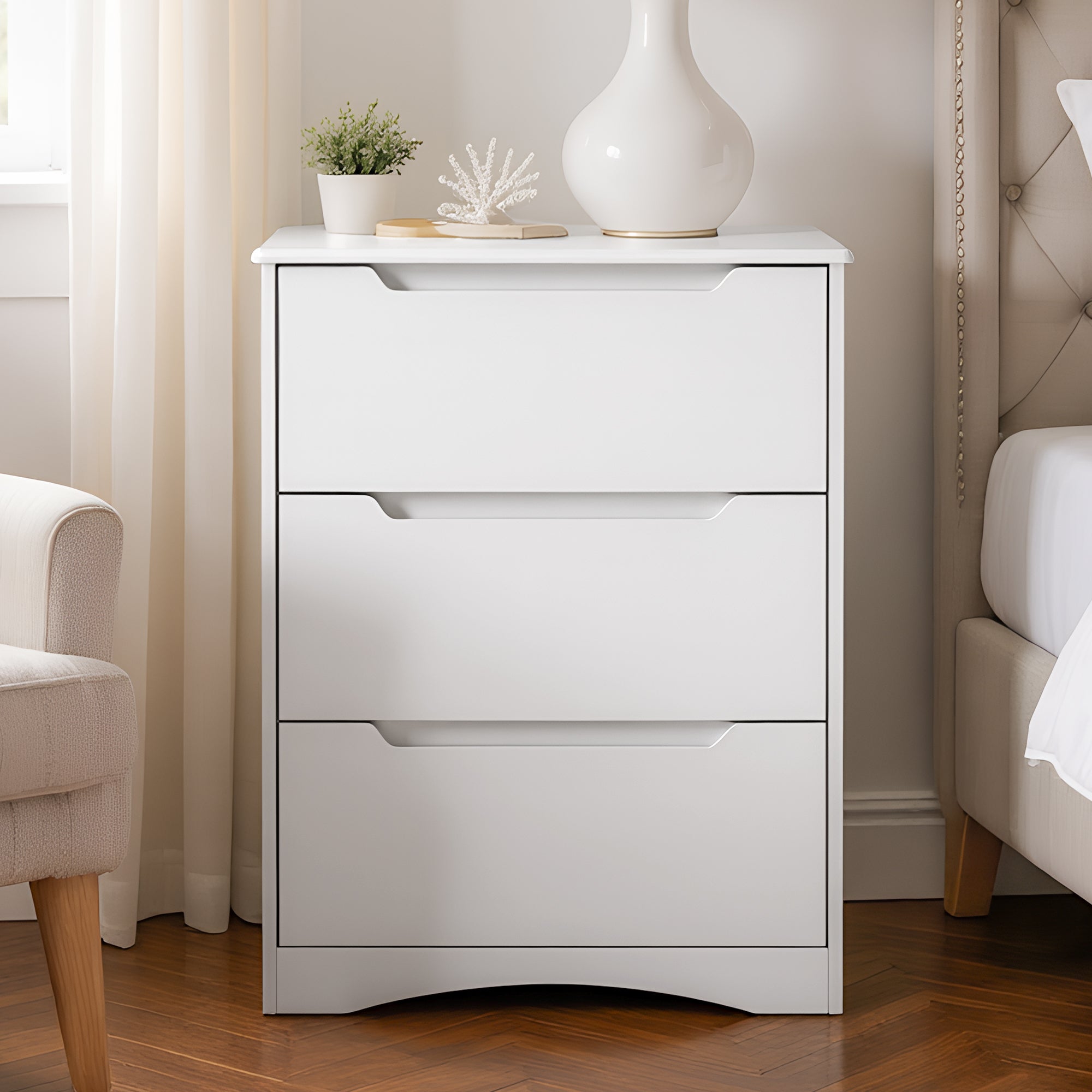 Bealife Cassettiera a 3 cassetti, bianca, 62 x 41 x 82 cm - 2