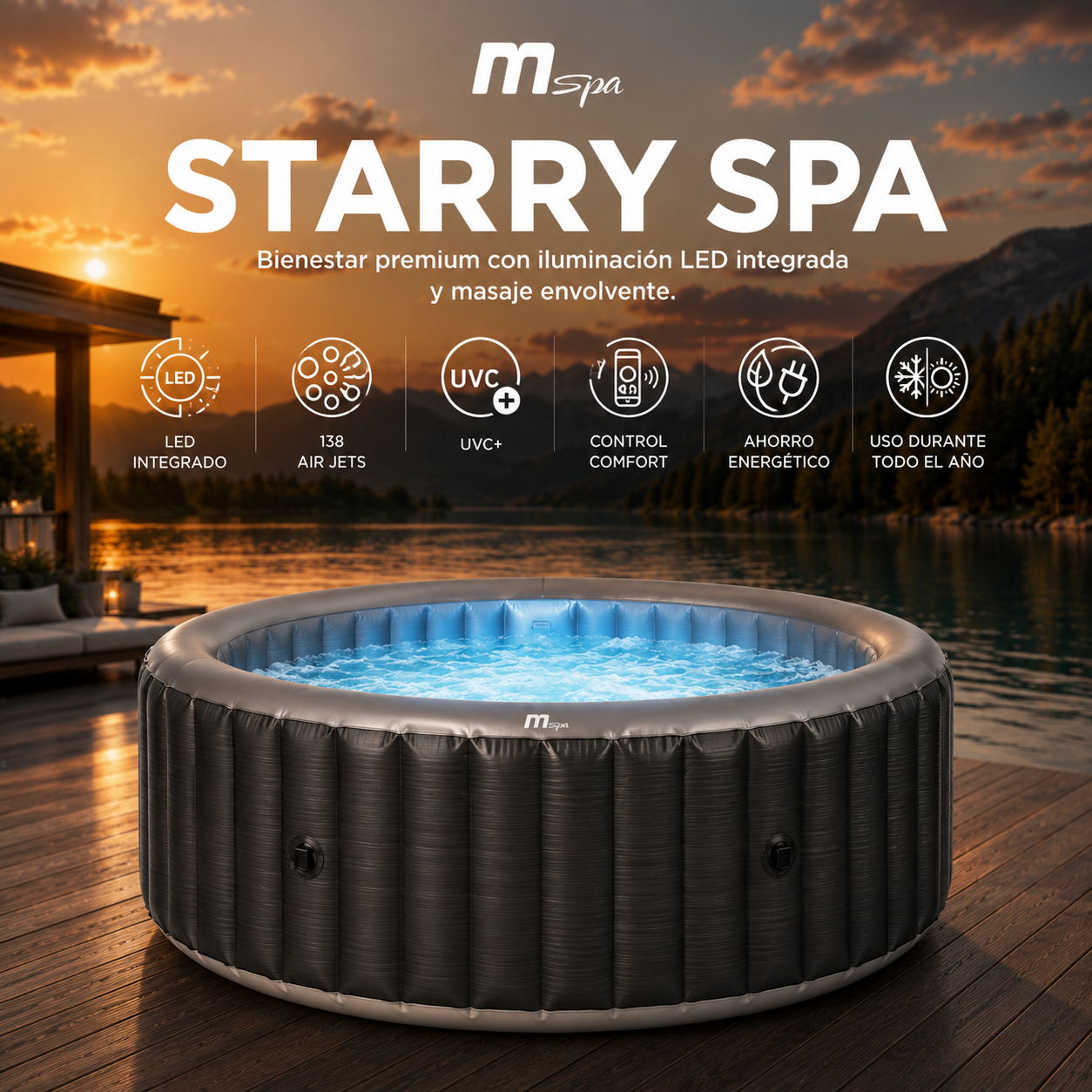 MSpa – Spa insuflável circular Starry 4–6 pessoas - 6