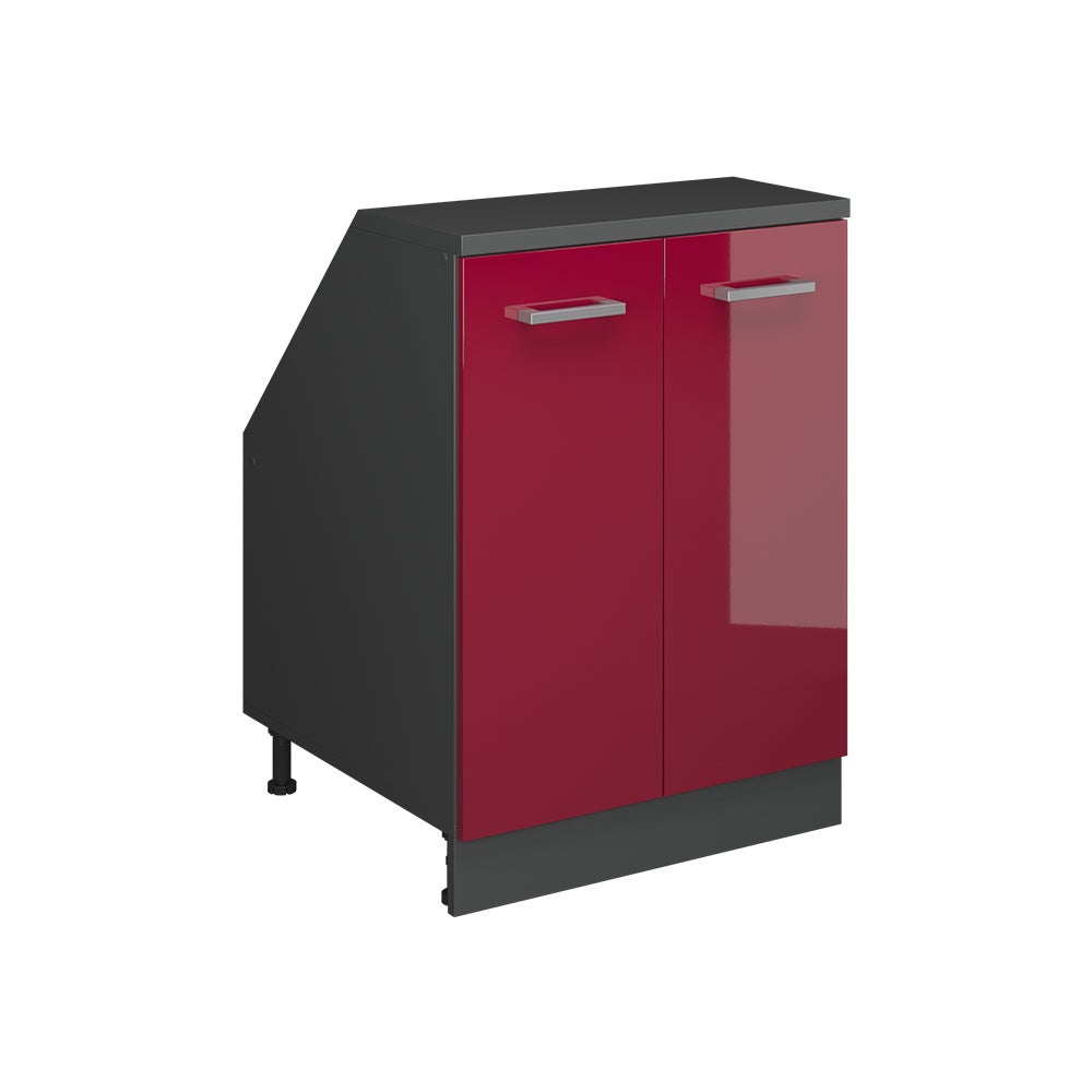 Vicco armario de cocina para techo inclinado r-line, rojo de alto brillo, 60 cm con 2 puertas, 60 cm de profundidad