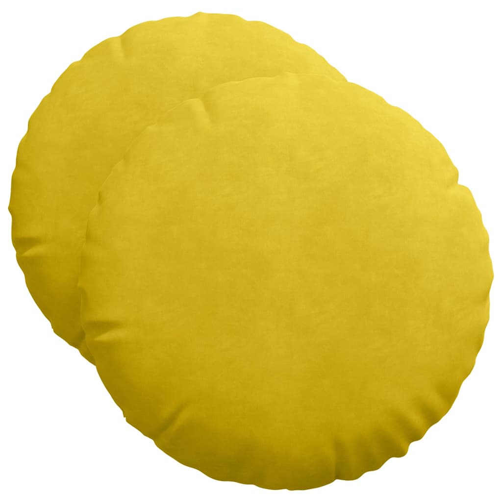 Cojines de asiento de 2 piezas de terciopelo amarillo, Ø 50 × 19 cm - 2