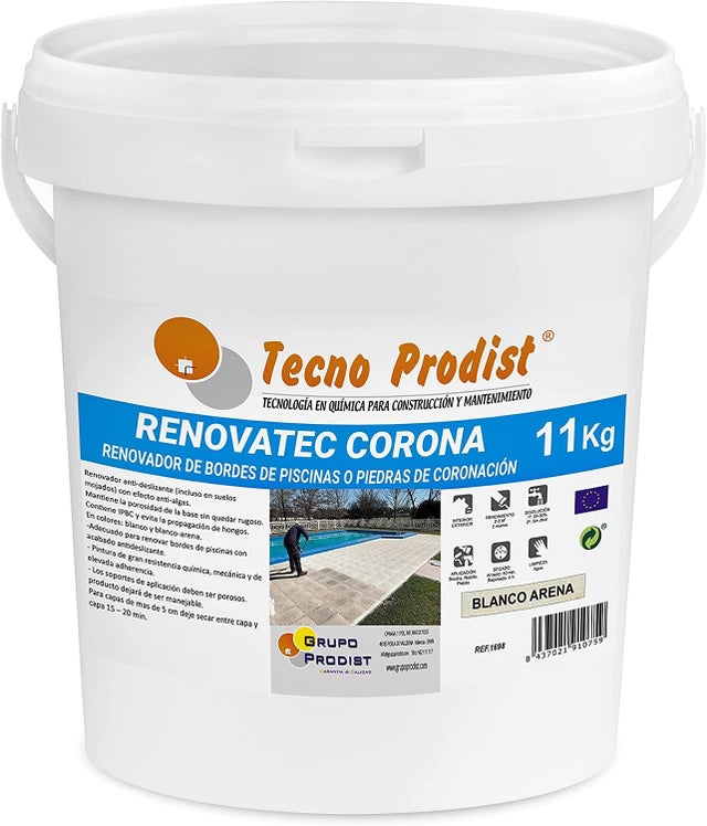 RENOVATEC MARGELLE de Tecno Prodist - Peinture margelles piscine et pierre de couronnement - Antidérapante - Haute résistance - Blanc sable - 11 Kg